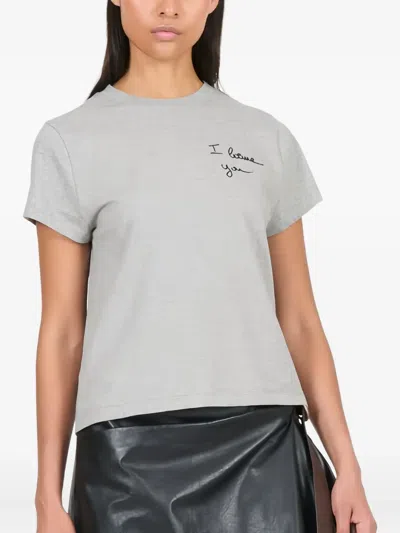 Loewe Embroidered Short-sleeved T-shirt In Gray