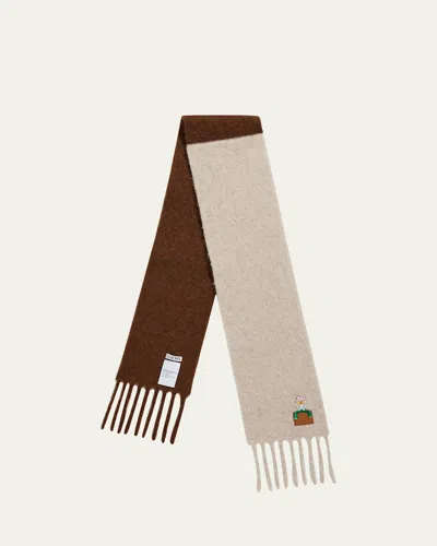 LOEWE EMBROIDERED TWO-TONE ALPACA-BLEND SCARF