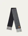Loewe Embroidered Two-tone Wool Scarf In Gray