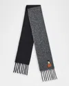 Loewe Embroidered Two-tone Wool Scarf In Gray
