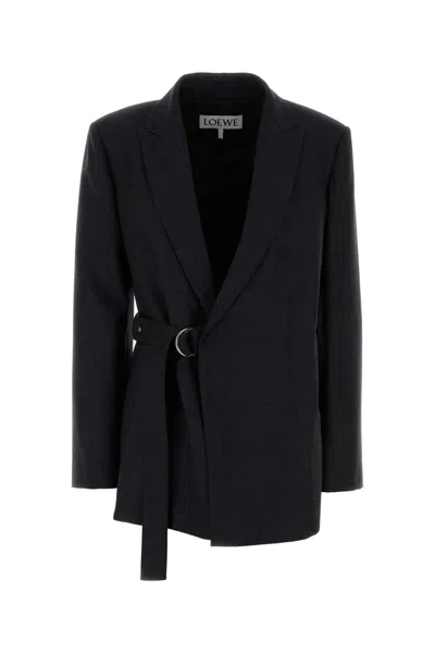 Loewe Embroidered Wool Blazer In Black