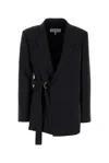Loewe Draped Wool Wrap Jacket In Black