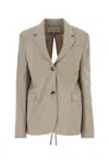 Loewe Wool Blazer With Embroidered Notch Lapel In Lightbeigemelange