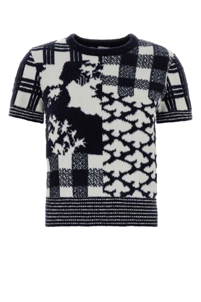 Loewe Embroidered Wool Sweater In Black