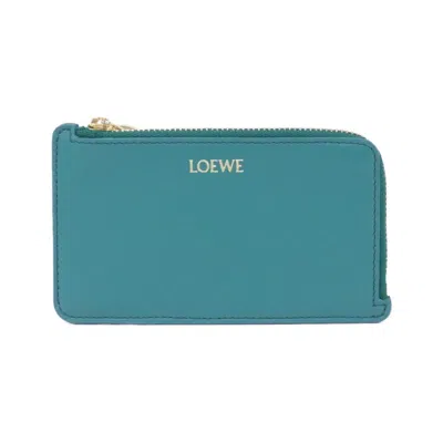 Pre-owned Loewe Emerald Green Leather Coin Purse/coin Case ()