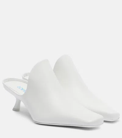 Loewe Emily Leather Mules In White