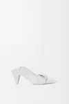 Loewe Leather Origami Mules Pointed Toe Sculptural Heel In Gray