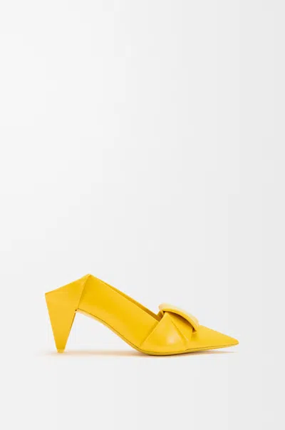 Loewe 70mm Origami Folded Leather Mule Pumps In Yellow