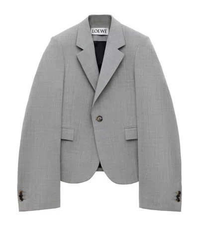 Loewe Exaggerated-sleeve Blazer In Grey