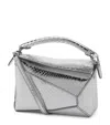 Loewe Exclusive Mini Python Skin Puzzle Edge Top-handle Bag In Silver