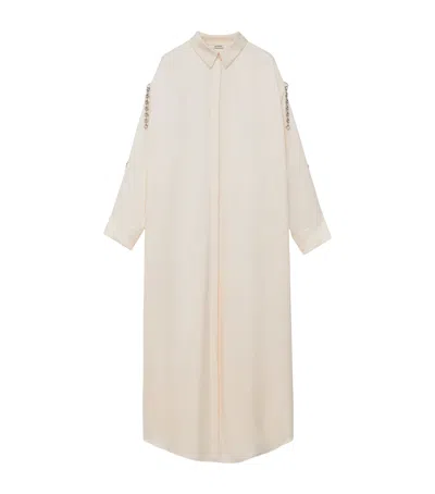 Loewe Exclusive Silk Satin Donut Chain Silver Capsule Shirt Dress In White