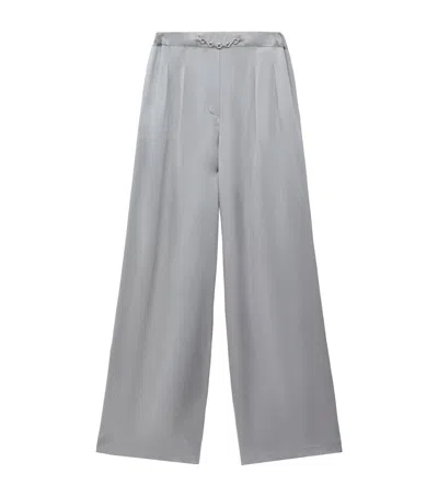 Loewe Exclusive Silk Satin Silver Capsule Donut Chain Pyjama Trousers In Grey