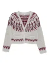 Loewe Sequin-embellished Fair Isle Wool-blend Cardigan In Gray