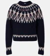 Loewe Stretch Wool Blend Sweater With Patterned Design In Blue