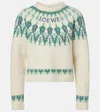 Loewe Stretch Wool Blend Cropped Sweater Graphic In White