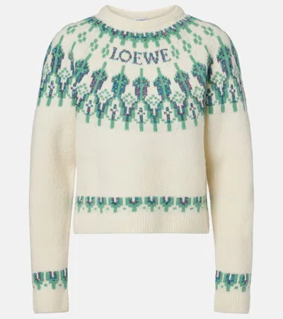 LOEWE FAIR ISLE SEQUINED WOOL-BLEND SWEATER