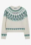Loewe Stretch Wool Blend Cropped Sweater Graphic In Multi