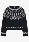 Loewe Stretch Wool Blend Sweater With Patterned Design In Multi
