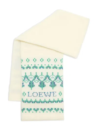 Loewe Fairisle-pattern Embellished Scarf In Neutral
