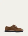 Loewe Faro Suede Lace-up Derby Shoes In Burgundy