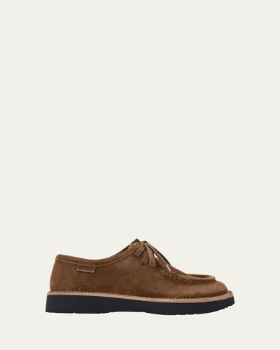 Loewe Faro Suede Lace-up Derby Shoes In Brown