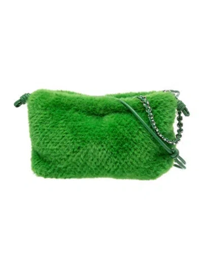 Pre-owned Loewe Faux Fur 2024 Faux Fur Flamenco Bag W-strap 2024 In Green