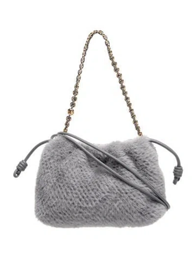 Pre-owned Loewe Faux Fur Flamenco Purse Medium 2024 In Grey