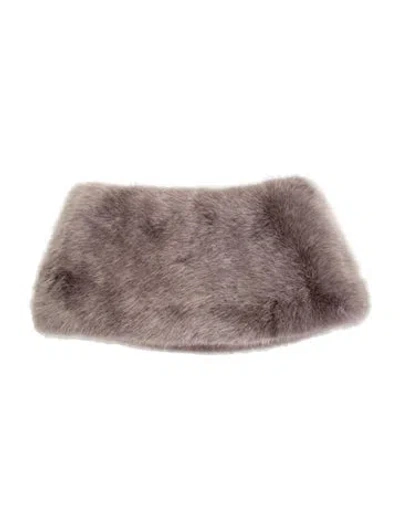 Pre-owned Loewe Faux Fur Scarf W/ Tags In Gray