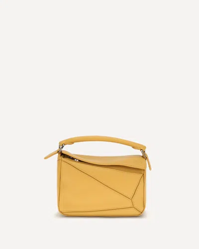 Loewe Mini Featherlight Puzzle Leather Tote Bag In Yellow
