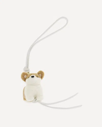 Loewe Felt Corgi Charm In White