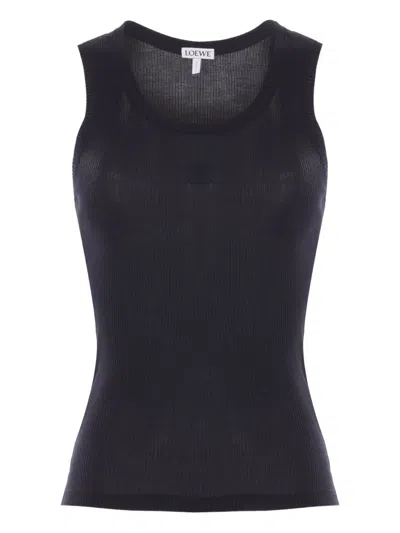 Loewe Fine-ribbed Top In Black