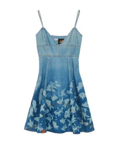 Loewe Fish Strappy Dress In Denim