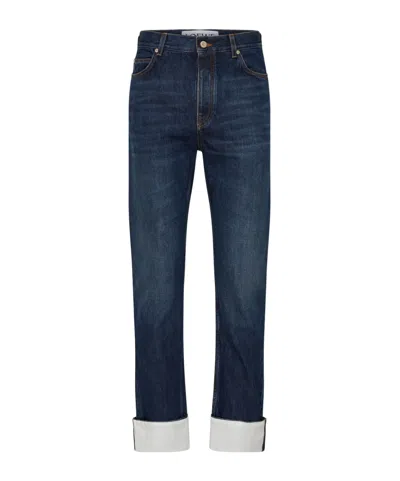 Loewe Fisherman Folded Jeans Pants In Blue