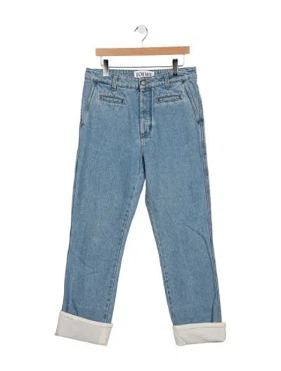 Pre-owned Loewe Fisherman Straight Leg Jeans In Blue