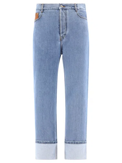 Loewe Fisherman Turn-up Jeans Light Blue In Black