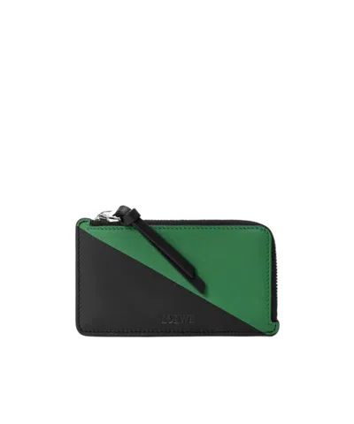 Loewe Flag Coin Cardholder In Classic Calfskin In Black/tropical Green