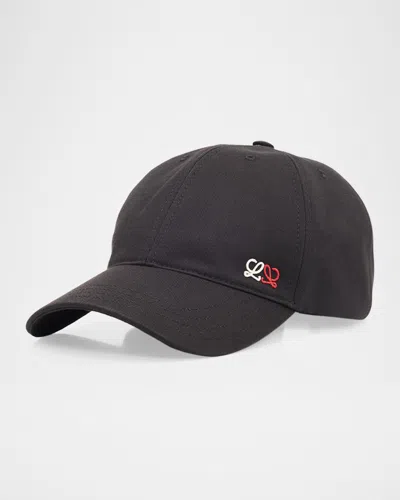 Loewe Flag Patch Cotton Baseball Cap In Black