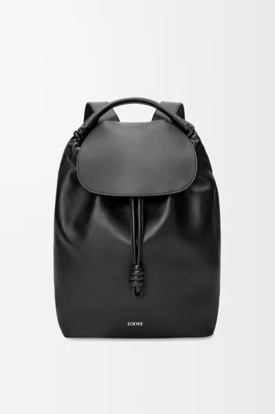Loewe Flamenco Backpack In Shiny Supple Leather Skin For Man In Black