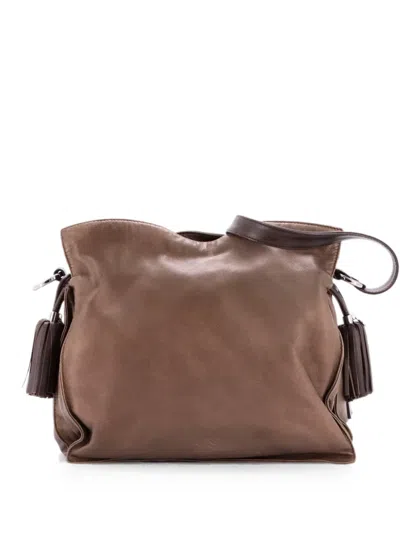 Pre-owned Loewe Flamenco Bag Leather Small Shoulder Bag In Brown