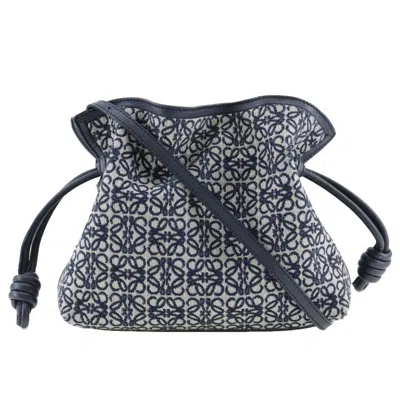 Pre-owned Loewe Flamenco Black Navy Jacquard Clutch Bag Shoulder Bag () In Black, Navy