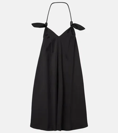 Loewe Halter Neck Sleeveless Flared Dress With Bow In Black