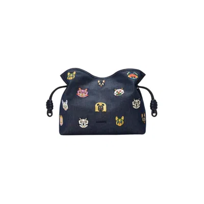 Pre-owned Loewe Flamenco Cats Clutch 'blue' | Women's Size Onesize
