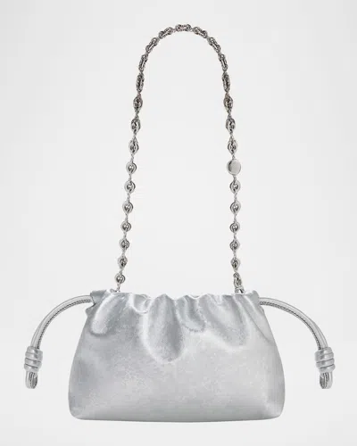 Loewe Flamenco Clutch Bag In Moire-print Leather In Silver