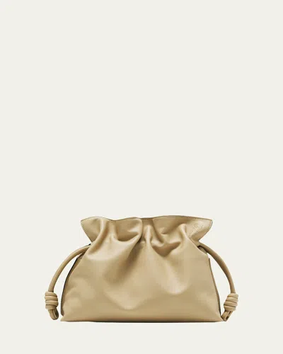 Loewe Flamenco Clutch Bag In Napa Leather With Blind Embossed Anagram In Clay Green