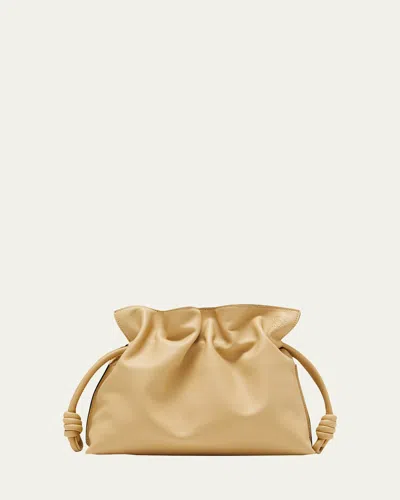 Loewe Flamenco Clutch Bag In Napa Leather With Blind Embossed Anagram In Dark Butter