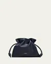 Loewe Flamenco Clutch Bag In Napa Leather With Golden Foil Anagram In Abyss Blue