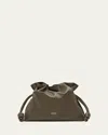 Loewe Flamenco Clutch Bag In Napa Leather With Golden Foil Anagram In Dark Khaki Green