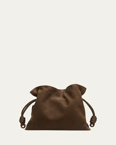Loewe Flamenco Clutch Bag In Nubuck Leather In Gray