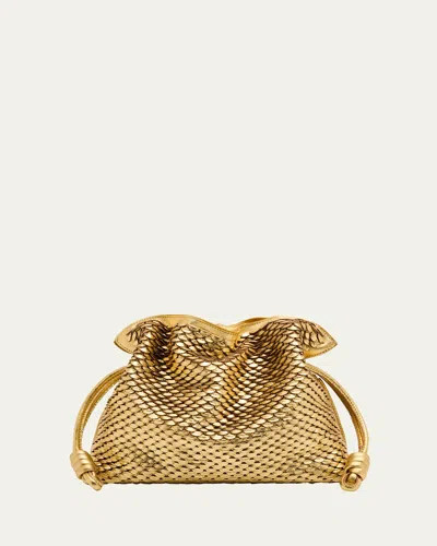 Loewe Flamenco Clutch Bag In Scales Metallic Leather In Gold