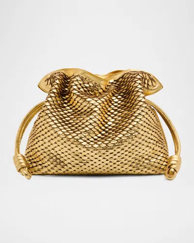 Loewe Flamenco Clutch Bag In Scales Metallic Leather In Gold
